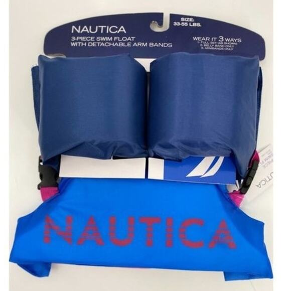 Nautica 3-Piece Swim Float with Detachable Arm Bands NEW Blues - Picture 1 of 11